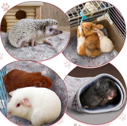 Reginary 4 Pcs Guinea Pig Fleece Cage Liners, Adorable Paw, 12 x 12 Inch