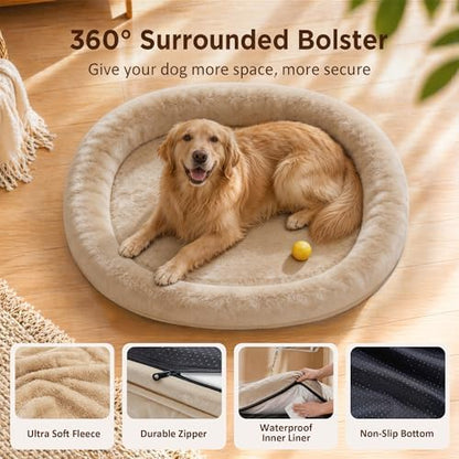 Waterproof Orthopedic Dog Bed for Extra Large Dogs, Light Brown