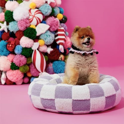 LE SURE Shown on TV Jacquard Donut Cute Small Dog Beds,Purple 23x23x7in