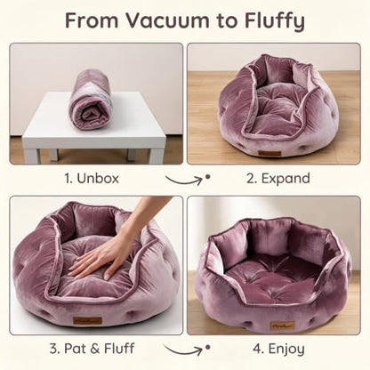 Dusty Rose Cat Bed for Indoor Cats, Removable Cushion Bed