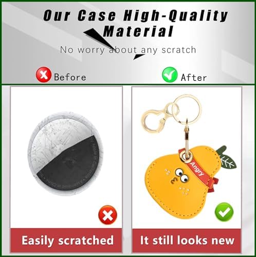 BORKUANA PU Leather Keychain Holder Protective Case Compatible with AirTag