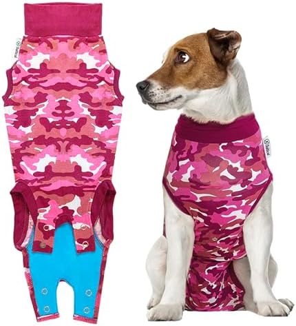 Suitical Recovery Suit for Dogs | Spay and Neutering Dog Surgery Recovery Suit for Male or Female | Soft Fabric for Skin Conditions | S | Neck to Tail 16.9”- 20.1” | Pink Camouflage