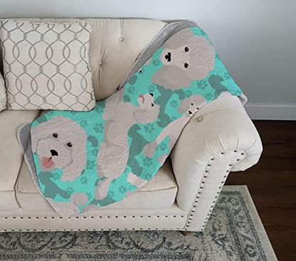 Caroline's Treasures MLM1060LQB White Standard Poodle Quilted Blanket 50x60 Artwork Pattern Quilted Throw Blanket for Bed, Couch, Sofa, Soft and Lightweight