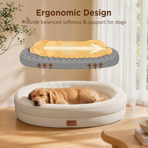 Waterproof Orthopedic Dog Bed for Large Dogs, Light Beige