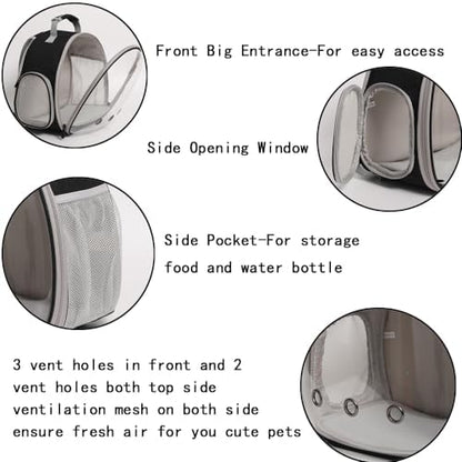 Hamster Backpack Carrier, Bearded Dragon Carrier Backpack with Clear Bubble Window,Small Animal Travel Backpack for Sugar Glider Hedgehog Rat Parrot, Airline Approved (Blue, Backpack)