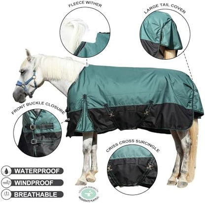 1200D Horse Blanket, 200g Medium Weight Waterproof Winter Turnout