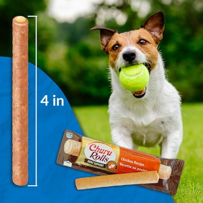 INABA Churu Rolls Joint Support for Dog, Functional Lickable Dog Treat with Taurine & Green Tea Extract, 1.26oz Each, 18 Tubes Total, Chicken with Salmon Recipe