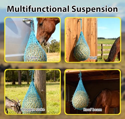 2 Pcs Hay Nets for Horses Slow Feed,40'' Horses Hay Nets,Blue