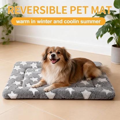 Dog Bed Mat, Reversible Crate Pads for Small/Medium/Large Dogs & Cats Sleeping, Portable & Soft, Dog Beds Crate Pad (Grey, M(30"*20"*1.5"))