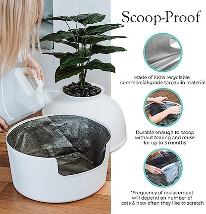 Reusable Litter Box Liners by Bundle & Bliss, 3-Pack - Easy to Clean, Non-Slip Litter Liners For Secret Litter Box - Durable Design, Waterproof, Scoop & Scratch-Resistant, Leak Proof, Machine-Washable
