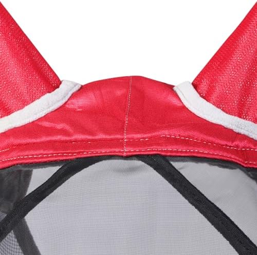 Harrison Howard CareMaster Pro Luminous Horse Fly Mask Large Eye Space Standard with Ears UV Protection for Horse Red Full Size
