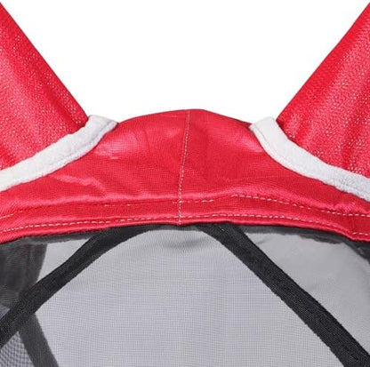 Harrison Howard CareMaster Pro Luminous Horse Fly Mask Large Eye Space Standard with Ears UV Protection for Horse Red XL Extra Full