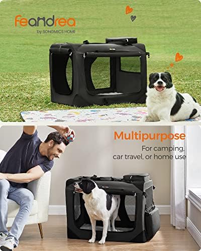 Feandrea Collapsible Soft Dog Crate, Portable Travel Carrier, 32 Inches