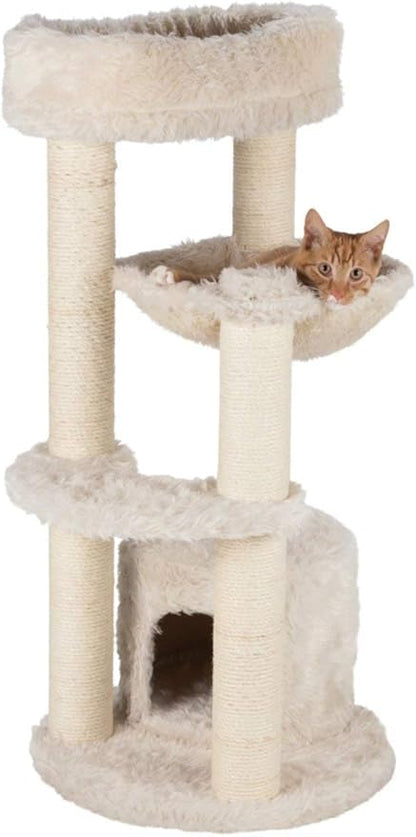 TRIXIE Baza Cat Tower – Cat Tree with Jute Scratching Posts, Condo, Hammock & Removable Bed – Indoor Cat Furniture for Scratching & Climbing – Cream, 22.4" x 18.5" x 38.6"