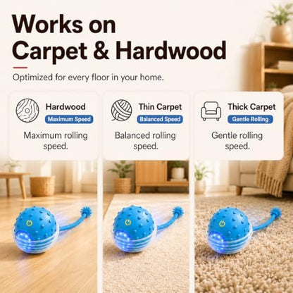 Interactive Rolling Cat Ball, Motion Activated Automatic Cat Toy