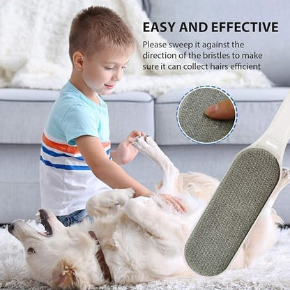 Lint Hair Remover for Clothes: Reusable Dogs Cats Fur Removal Brush for Clothes Furniture Couch Carpet Bed Car Seat - Home Travel Use (2-Pack Dove Gray)