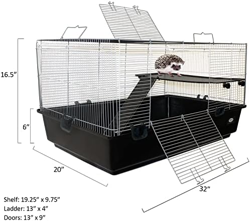 Exotic Nutrition Hedgehog Home & Starter Package - Includes Durable Cage, Exercise Wheel, Healthy Food, Natural Treat, Multi-Vitamin & Hideout