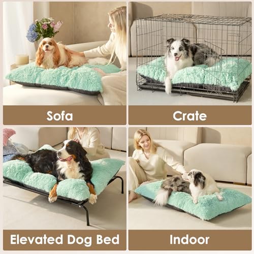 EHEYCIGA Fluffy Dog Crate Bed for Medium Dogs, Plush Crate Pad, Apple Green