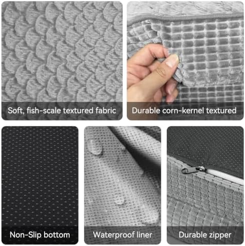 JOEJOY Orthopedic Dog Beds Large Sized Dog, XL Egg-Crate Memory Foam Pet Couch Bed with Bolster Sides, Waterproof Lining, Removable Washable Cover & Non-Slip Bottom, Light Grey