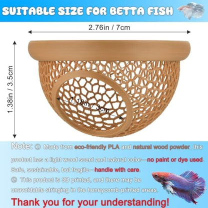 Floating Betta Hide & Shrimp Cave – 3D Printed Aquarium Hammock, Feeder & Rest Spot – Floating Betta Log & Cave Decor for Nano Tanks, Corydoras, Shrimp & Small Fish – Safe PLA, Patent Pending