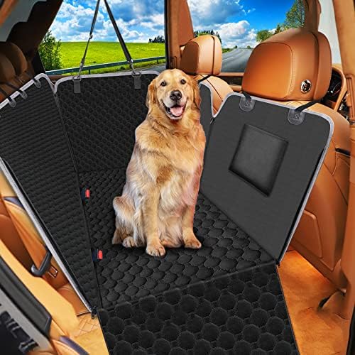 Mancro Dog Car Seat Cover, Waterproof Back Seat Pet Cover for Dogs, Black