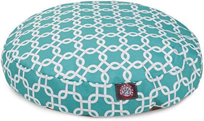 Teal Links Small Round Indoor Outdoor Pet Dog Bed With Removable Washable Cover By Majestic Pet Products