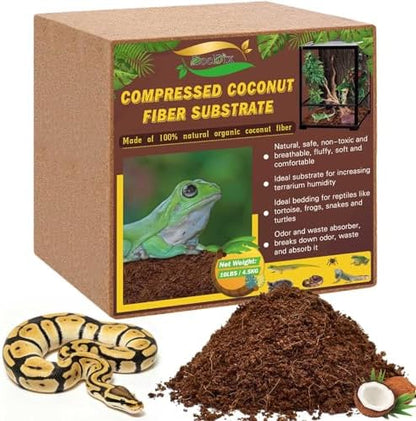 ZeeDix 10LBS Coconut Fiber Substrate, Premium Coco Coir Reptile Substrate
