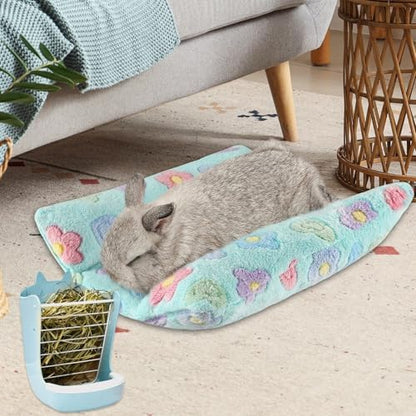 PETKNOWS Bunny Beds,15.75" × 13.78" Padded Concave Nest for Small Pets