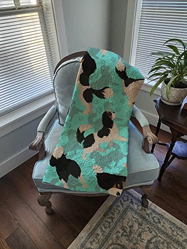 Caroline's Treasures MLM1066LQB Tricolor Cavalier Spaniel Quilted Blanket 50x60 Artwork Pattern Quilted Throw Blanket for Bed, Couch, Sofa, Soft and Lightweight
