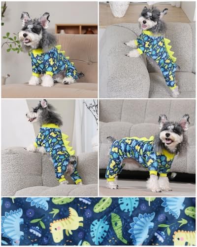 CuteBone Dinosaur Costume Dog Pajamas, Stretchy Spandex Crystal Velvet Sleepwear Coat for Small Dogs, Soft & Warm Pet Outfit Clothes for Cold Weather, Cozy Pullover Design COSP10S