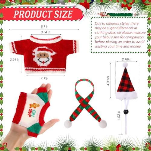 4 Pairs Christmas Guinea Pig Costume Santa Hat Small Animal Christmas Clothes with Scarf Warm Winter Christmas Sweater for Ferret Hamster Bunny Chinchilla Hedgehog Rabbit