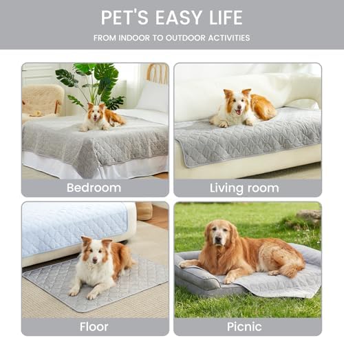 Cozy Bliss Deluxe Leakproof Cooling Blanket for Small Dogs Q-Max 0.5, Soft & Durable Washable Pet Cooling Mat for Hot Weather, Livingroom, Pet Throw & Couch Protector for Cats, Silver Grey, 25"x35"