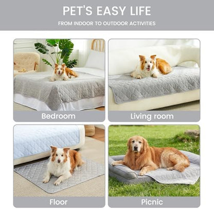 Cozy Bliss Deluxe Leakproof Cooling Blanket for Small Dogs Q-Max 0.5, Soft & Durable Washable Pet Cooling Mat for Hot Weather, Livingroom, Pet Throw & Couch Protector for Cats, Silver Grey, 25"x35"