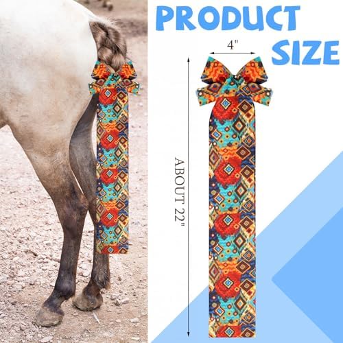 Huhumy 6 Pcs Horse Tail Bag Breathable Guard 22" Slip on Horse Care Tail Wrap 2 Strand Closure Straps Grooming Supplies to Keep from Dirt Breakage Rubbing 6 Designs(Aesthetic Style)