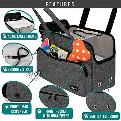 PetAmi Small Dog Purse Carrier, Airline Approved Soft Sided Tote, Dark Gray