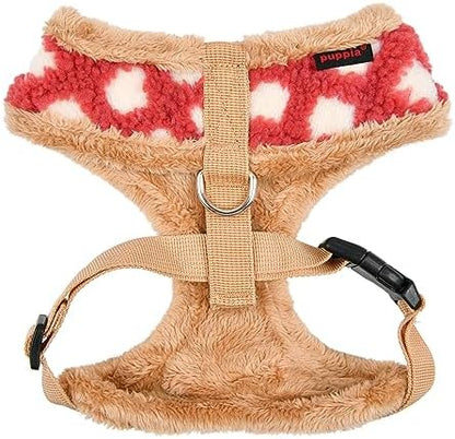Puppia Stefan Dog Harness Over-The-Head Warm Winter Tumbling Waffle Pattern Adjustable Chest for Small and Medium Dog, Coral, Medium