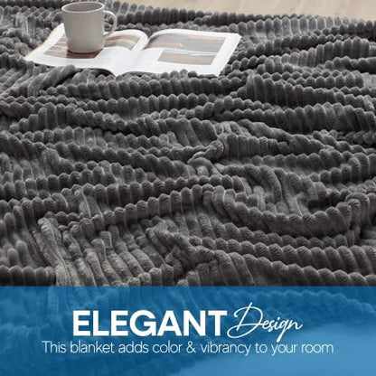 Nestl Grey Throw Blanket for Couch - Cozy Warm Fuzzy Blankets for Women, Set of 2 Small Fleece Throws for Girls - Gray, 50 x 60 Inches