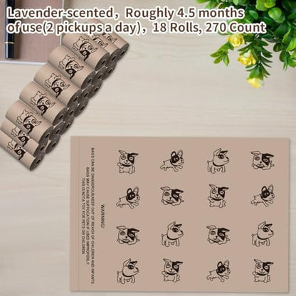Coffee Dog Poo Bags Coffee scent - 270 Large Poop Bags, Extra Thicken Strong Corn Starch Blended Leak Proof Poop Waste Bag for Dogs