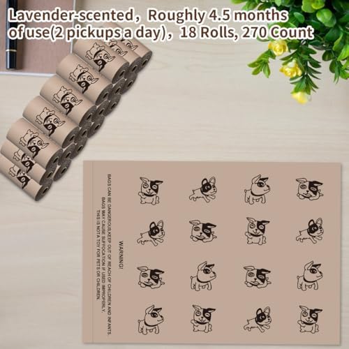 Coffee Dog Poo Bags Coffee scent - 270 Large Poop Bags, Extra Thicken Strong Corn Starch Blended Leak Proof Poop Waste Bag for Dogs