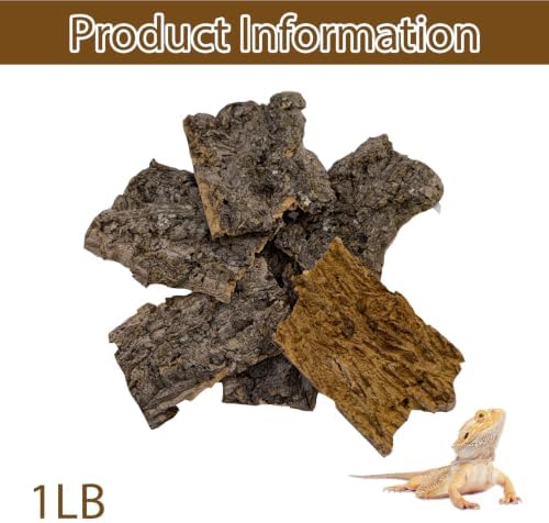Reptiles Cork Bark Bits Substrate,1 LB Terrarium Bark Bedding Bulk for Geckos Snake Isopods Bearded Dragon Spiders Lizard Tarantula Hermit Crabs