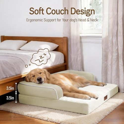 Comfort Expression Washable Dog Bed with Bolster for Medium to Large Dogs