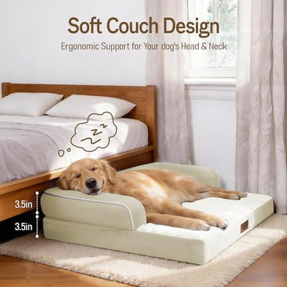 Comfort Expression Washable Dog Bed with Bolster for Medium to Large Dogs