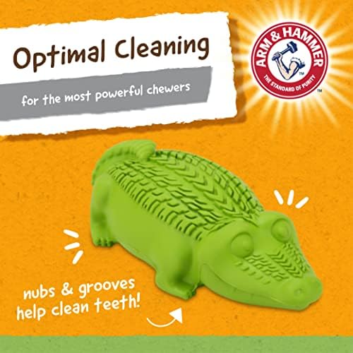 Arm & Hammer Super Treadz Gator Dental Dog Chew Toy, Large, 7 Inch, 12-Pk