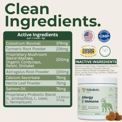 Dog Allergy Chews, Immune Support & Itch Relief for Dogs, 90 Chews