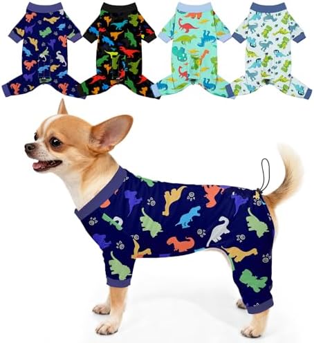 Bienbee Dog Pajamas, 4 Pack Adjustable Onesies for Small to Large Dogs XS
