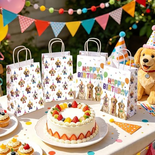 16Pcs Golden Retriever Birthday Party Favor Bags Dog Birthday Goodie Bags