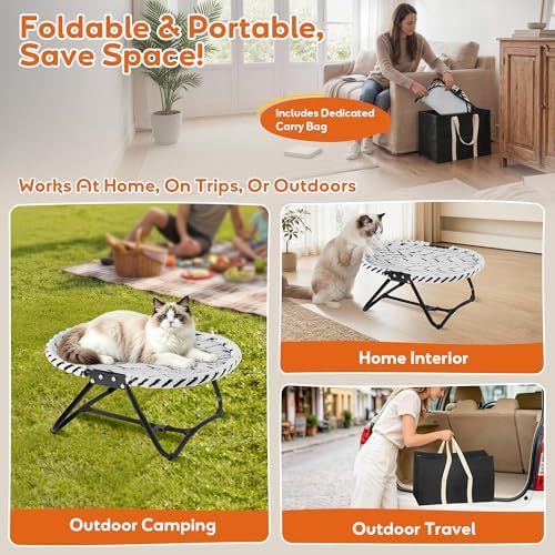 Foldable Pet Cot - No-Assembly Raised Bed for Cats & Small Dogs