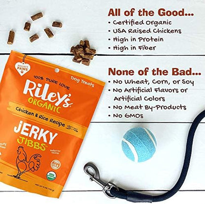 Riley's Organics Jerky Jibbs Chicken & Rice Recipe Dog Treats 2 Pack 5 oz
