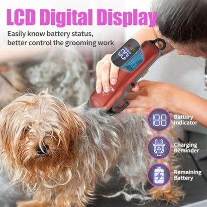 Dog Clippers Grooming Kit with Paw Trimmer for Thick/Matted/Knotted/Hair