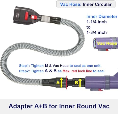 Dog Brush Vacuum Attachment with 1"-1.75" Universal Adapters for Vacuum Cleaners, Pet Hair Shedding Grooming Tool Kit with Long Extension Hose